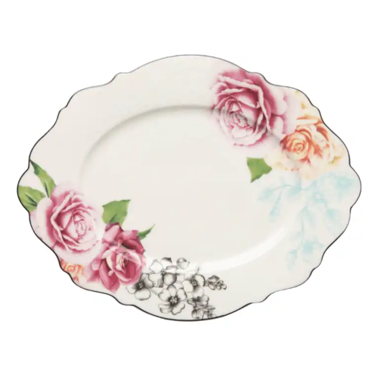 JENNA CLIFFORD - Wavy Rose Oval Platter 35cm