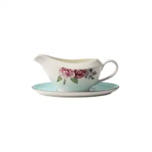 JENNA CLIFFORD - Wavy Rose Gravy Boat With Saucer