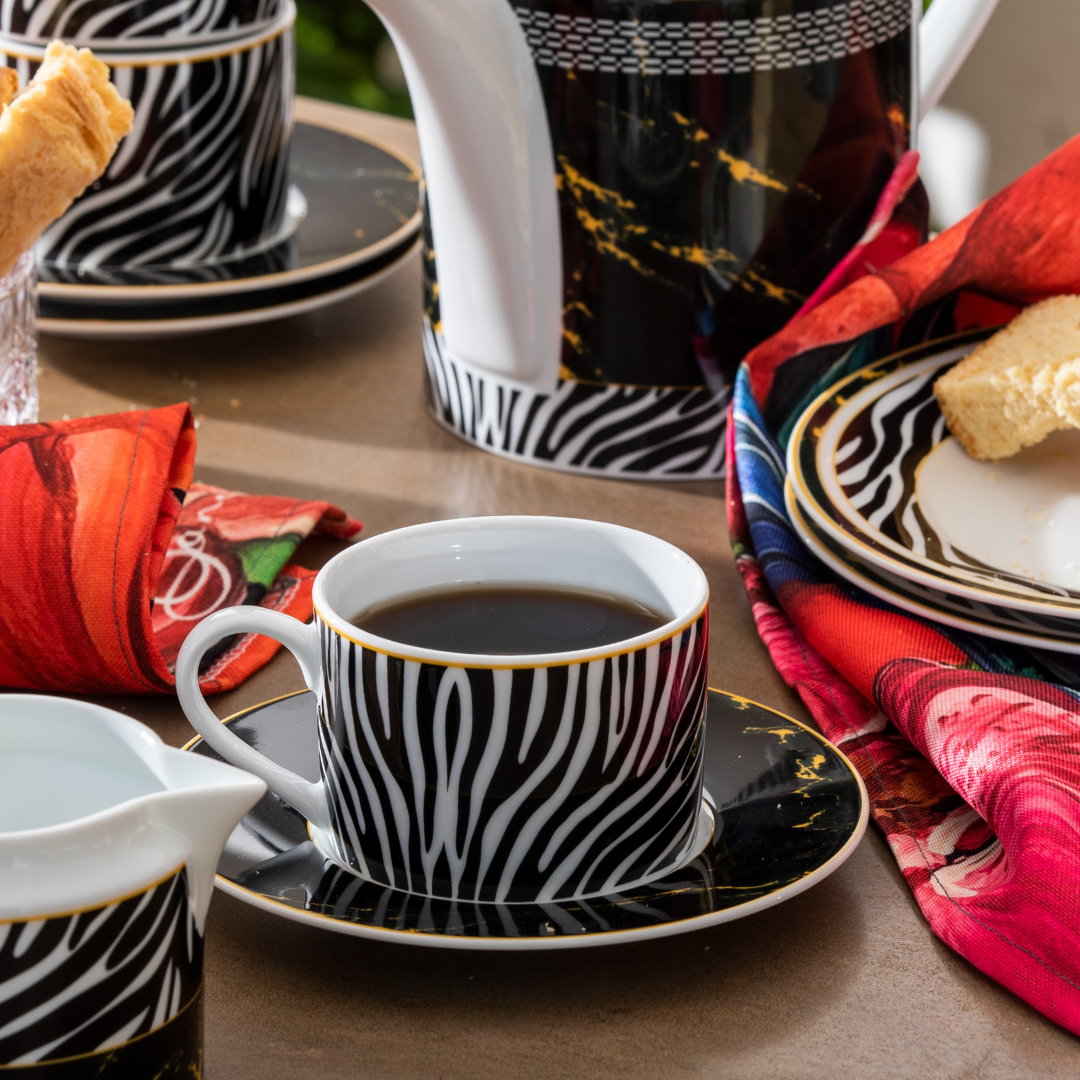 Jenna Clifford Embossed Lines Cup & Saucer 200ml Cream White
