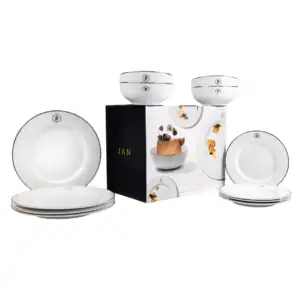 JAN - Gold Rimmed 12pce Dinner Set in a Gift Box