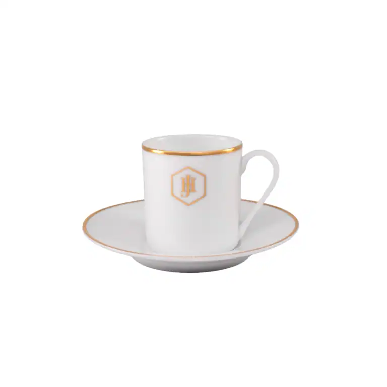 JAN - Gold Rimmed Espresso Cup & Saucer