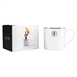 JAN - Gold Rimmed Coffee Mug in a Gift Box