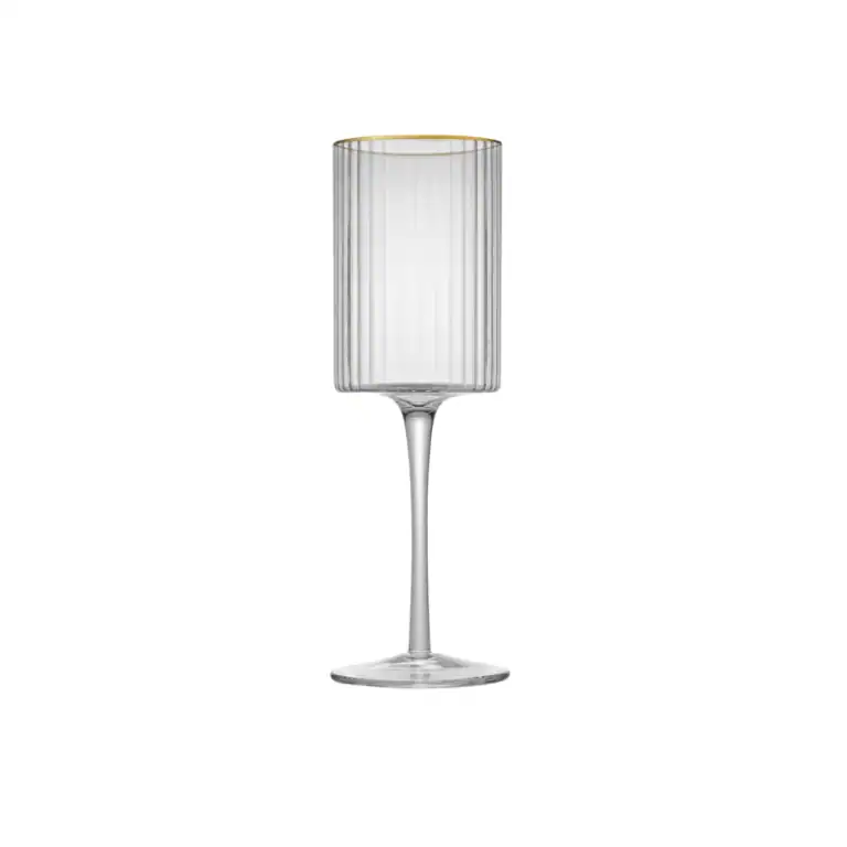JAN - Opulent White Wine with Gold Rim (Set of 2)