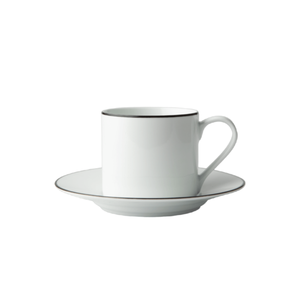 JENNA CLIFFORD - Premium Porcelain Cappuccino Cup & Saucer With Black Band