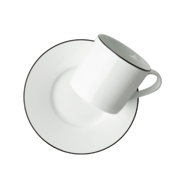 JENNA CLIFFORD - Premium Porcelain Cappuccino Cup & Saucer With Black Band