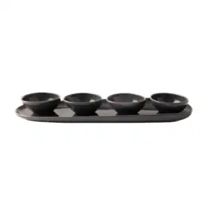 OMADA - Irregular Dark Grey Plate with 4 Bowls