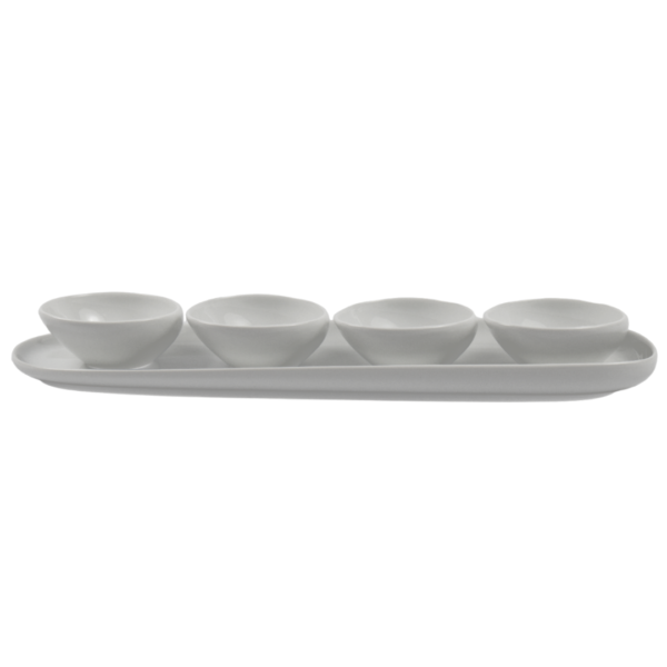 OMADA - Irregular Plate with 4 Bowls White