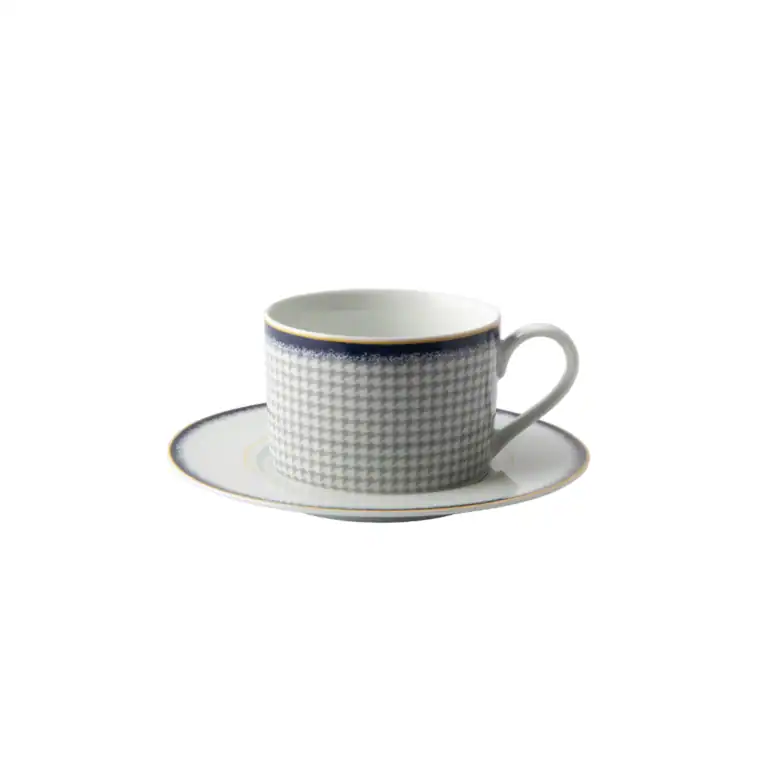 GALATEO - Blue Check Tea Cup & Saucer