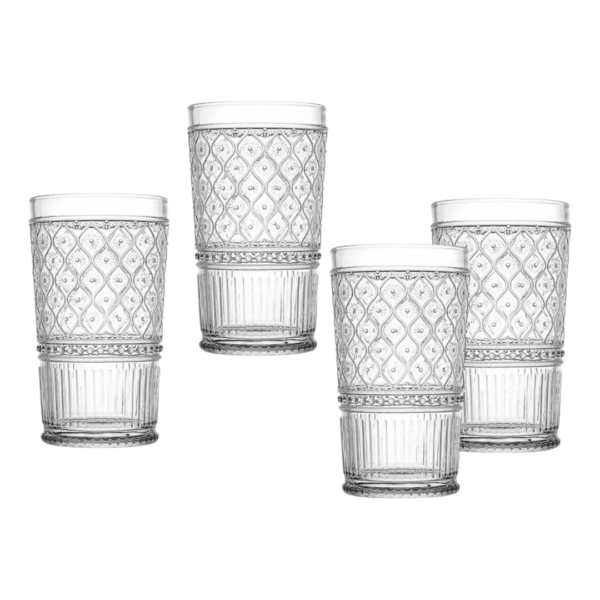 GALATEO - Deco Hand-Pressed Hi Ball Glass Set of 4