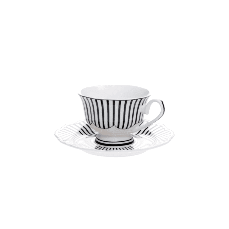 JENNA CLIFFORD - Ivory Noir Cup & Saucer Set of 4