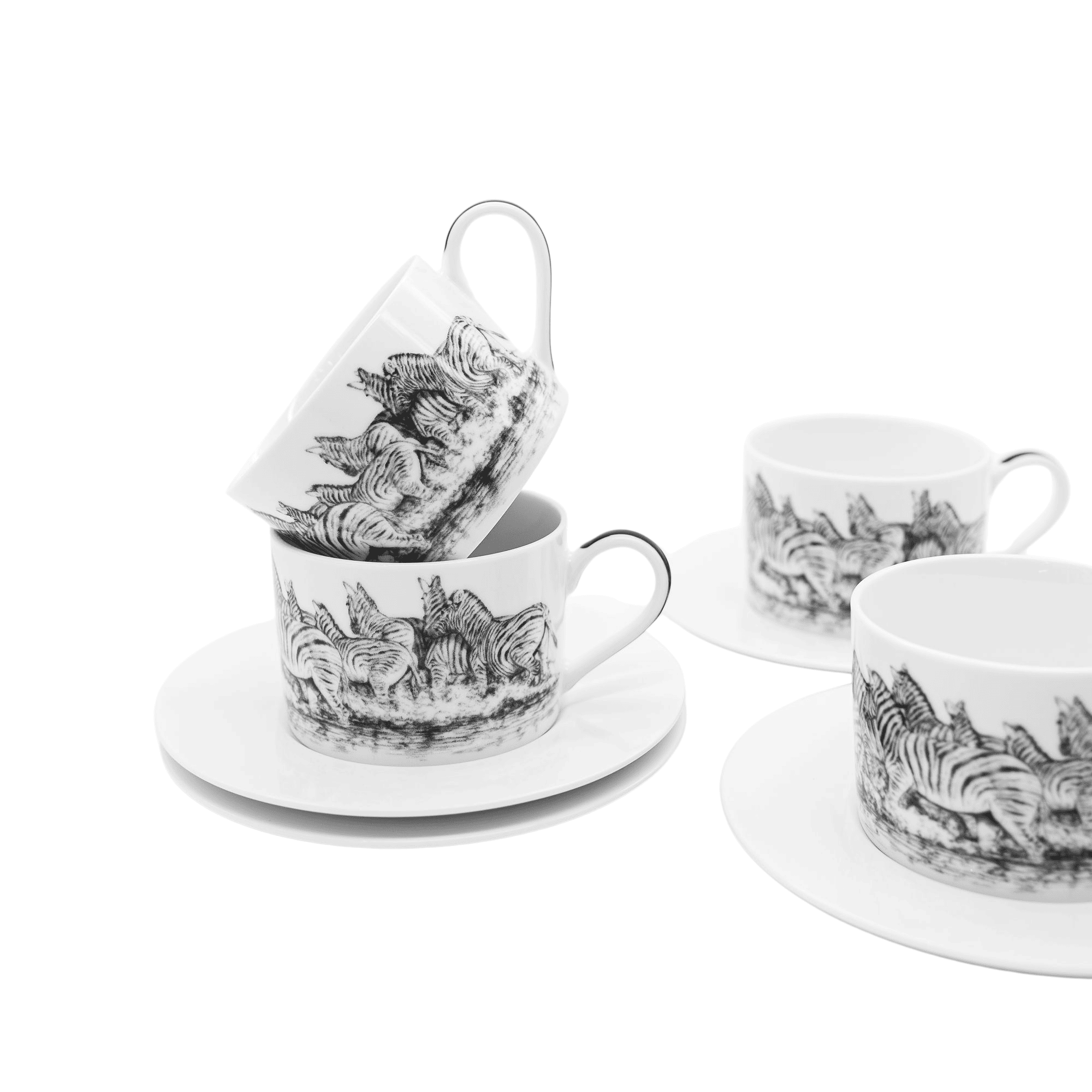 David Hadaway Zebra Cup & Saucer Set of 4 - Image 3