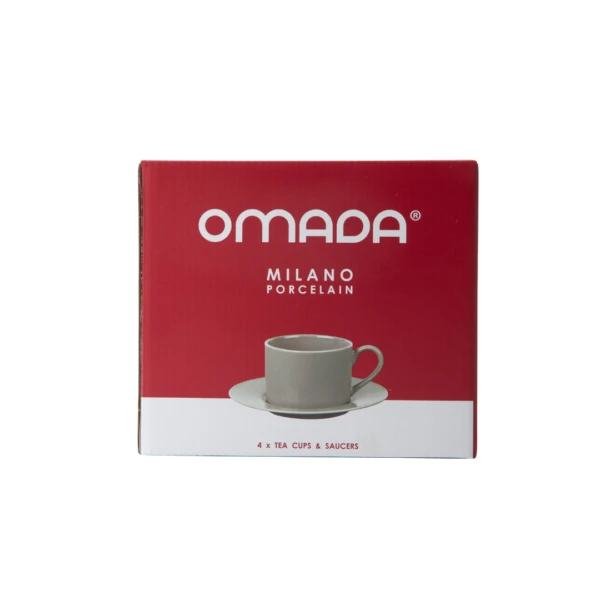 OMADA - Maxim Light Grey Cup & Saucer Set of 4 in Gift Box